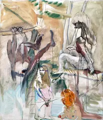 Siegfried Anzinger, Meerkatzen, 2006, distemper on canvas