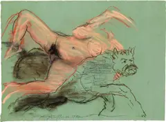 Alfred Hrdlicka, Raub der Europa, 1990, chalk, red chalk and pastel on paper; unframed