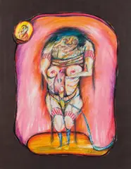 Untitled by Franz Ringel, 1973, mixed media on paper; framed, sold Feb 2018