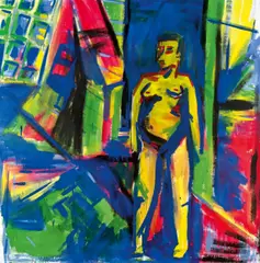 Hubert Schmalix, Pregnant Woman, 1980, oil on canvas, painted on both sides