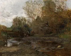 Carl Moll, Landscape with creek, 1886, oil on panel