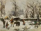 Friedrich G. Rheinfelder, Weihnachten in der Fremde, oil on panel