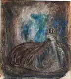 Alfred Kubin, Lady in evening gown, 1905/06, coloured paste, watercolour on paper