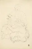 Gustav Klimt, Sitting lady from front view (study of a not executed portrait of Magda Mautner-Markhof), 1904, black chalk on paper