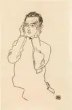 Egon Schiele, Portrait of the art dealer Paul Wengraf, 1917, black chalk on paper