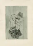 Egon Schiele, Sorrow (from portfolio "Das Graphische Werk von Egon Schiele"), 1914, dry point on paper
