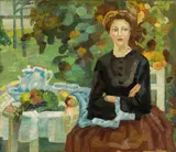Leo Putz, In the autumnal garden, c. 1908, oil on cardboard