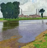 Carl Moll, River landscape