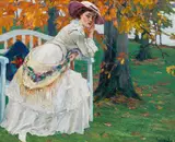 Edward Cucuel, Unter den Herbstbuchen, c. 1920, oil on canvas