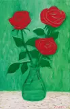 Gerhild Diesner, Three roses in a glass vase, 1976, oil on canvas, unframed
