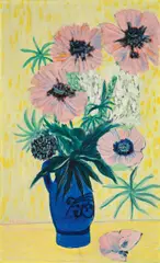 Gerhild Diesner, Blue vase with rosy poppies, 1967, oil on canvas