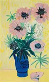 Gerhild Diesner, Blue vase with rosy poppies, 1967, oil on canvas