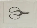 Paul Flora, Eine Schere, 1999, India ink on grey paper
