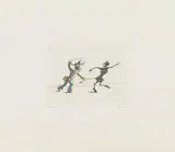 Paul Flora, mixed lot: four prints, hand-colored etchings on paper, unframed
