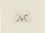 Paul Flora, mixed lot: three prints, hand-colored etchings on paper, unframed