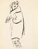 Lady in evening gown by George Grosz, 1937, India ink on paper, sold Dec 2017