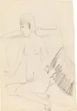 Sitting female nude (Erna) by Ernst Ludwig Kirchner, c. 1912/13, pencil on paper, sold Dec 2017