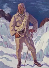 Ferdinand Andri, The alpinist (the painter Gustav Jahn), oil on plywood