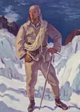 Ferdinand Andri, The alpinist (the painter Gustav Jahn), oil on plywood