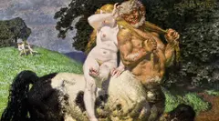 Alexander Rothaug, Nymphenraub, 1920-30, oil on panel