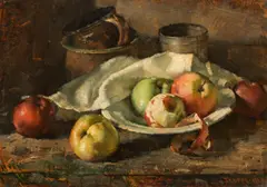 Apples by Karl Truppe, 1943, oil on cardboard, sold Dec 2017