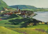 Viktor Tischler, View on Hainburg a. d. Donau, ca. 1910-1920, oil on canvas on cardboard