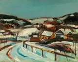 Josef Dobrowsky, Landscape, 1948, oil on canvas on cardboard