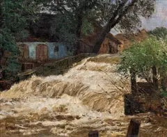 Waterfall by Alfred Zoff, oil on canvas, sold Dec 2017