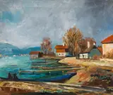 Ernst Huber, Am Traunsee, 1947, oil on canvas
