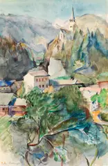 Anton Mahringer, View of Feistritz in Carinthia, 1938, watercolour on paper