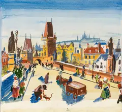 Prag by Oskar Laske, watercolour on paper, sold Dec 2017