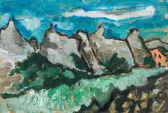 Engadin by Werner Scholz, 1973, oil on hardboard, sold Dec 2017