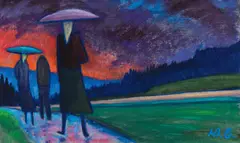 Werner Berg, Bei Gewitter unterwegs, 1977, oil on canvas