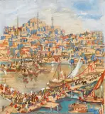 Oskar Laske, Constantinople, gouache on paper