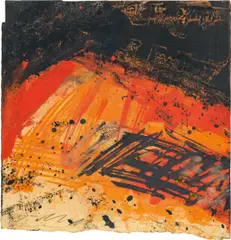 Josef Mikl, Roter Hügel, 1985, oil and graphite on laid paper; framed