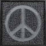 Ben Allen, Grey Peace, grey plastic figures on hardboard; framed
