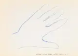 Gerhard Rühm, Rühm's left hand, laterally coloured, 1966, mixed media on paper; framed
