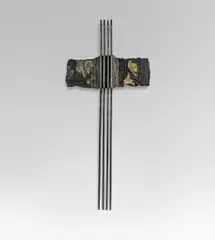 Loys Egg, Cross, 1974, wood, graphite, lead, dispersion paint, fabric
