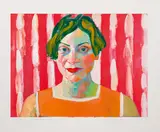 Xenia Hausner, red white red, coloured lithography; framed