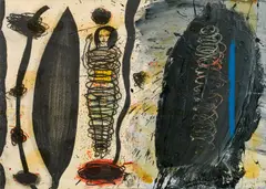 Untitled by Mario Dalpra, 1998, mixed media on paper on canvas; unframed, sold Dec 2017