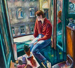 Josef Kern, Lotte in the sunshine, 1981, oil on canvas; framed
