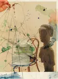 Hubert Scheibl, Untitled, 2006, mixed media on lithography on paper; framed