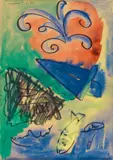 Hubert Schmalix, Untitled, 1981, mixed media on paper; framed