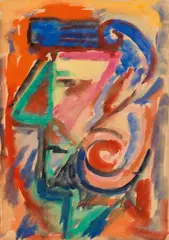 Profile 5 by Hubert Schmalix, 1981, mixed media on paper; framed, sold Dec 2017
