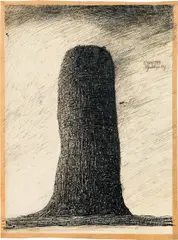 tower by Othmar Zechyr, 1989, India ink on transparent paper; unframed, sold Dec 2017
