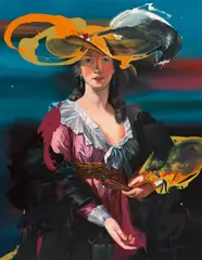 Franziska Maderthaner, Élisabeth Vigée-Lebrun, 2016, oil and mixed media on canvas; framed