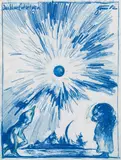 Günter Brus, Das blaue Entsetzen, 1982, mixed media on paper; framed