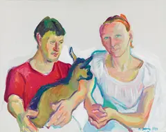 Maria Lassnig, married couple Resch, 1999, oil on canvas; framed