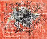 Raum im Rot; Secession by Hans Staudacher, 1985, oil on canvas; unframed, sold Dec 2017