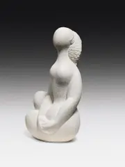 Baltasar Lobo, Jeune fille assise, mains croisées, 1976, white marble from Mijas, Spain; unique one
